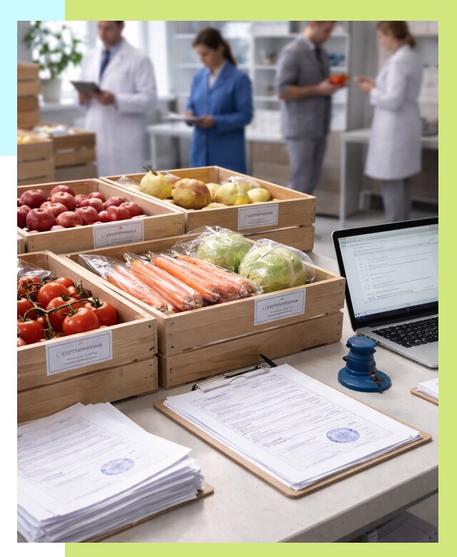Сертификация овощей и фруктов в Гатчине от 8735 р. | Алешин-Гтч