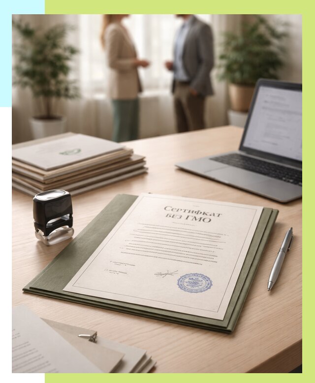 Сертификат без ГМО в Гатчине от 7707 р. оформить срочно Алешин-Гтч